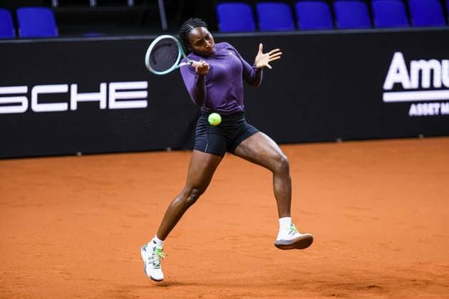 Coco Gauff beim Training during training Porsche Tennis Grand Prix GP Stuttgart 2024, Porsche-Arena, 13.04.2024 GER Porsche Tennis Grand Prix GP Stuttgart 2024 Porsche-Arena, 13.04.2024 Stuttgart Copyright: xEibner-Pressefoto RogerxBuerkex EP