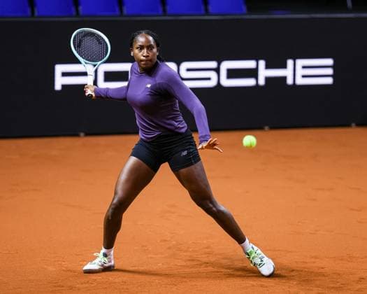 Coco Gauff beim Training during training Porsche Tennis Grand Prix GP Stuttgart 2024, Porsche-Arena, 13.04.2024 GER Porsche Tennis Grand Prix GP Stuttgart 2024 Porsche-Arena, 13.04.2024 Stuttgart Copyright: xEibner-Pressefoto RogerxBuerkex EP