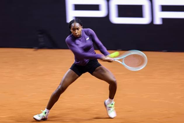 Coco Gauff beim Training during training Porsche Tennis Grand Prix GP Stuttgart 2024, Porsche-Arena, 13.04.2024 GER Porsche Tennis Grand Prix GP Stuttgart 2024 Porsche-Arena, 13.04.2024 Stuttgart Copyright: xEibner-Pressefoto RogerxBuerkex EP