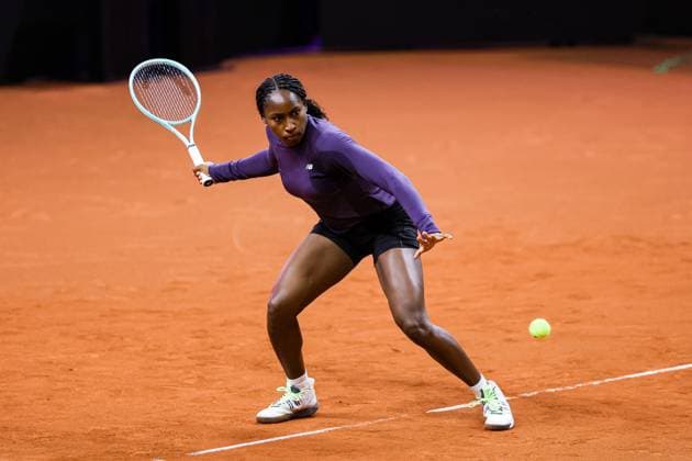 Coco Gauff beim Training during training Porsche Tennis Grand Prix GP Stuttgart 2024, Porsche-Arena, 13.04.2024 GER Porsche Tennis Grand Prix GP Stuttgart 2024 Porsche-Arena, 13.04.2024 Stuttgart Copyright: xEibner-Pressefoto RogerxBuerkex EP