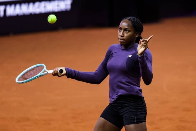 Coco Gauff beim Training during training Porsche Tennis Grand Prix GP Stuttgart 2024, Porsche-Arena, 13.04.2024 GER Porsche Tennis Grand Prix GP Stuttgart 2024 Porsche-Arena, 13.04.2024 Stuttgart Copyright: xEibner-Pressefoto RogerxBuerkex EP