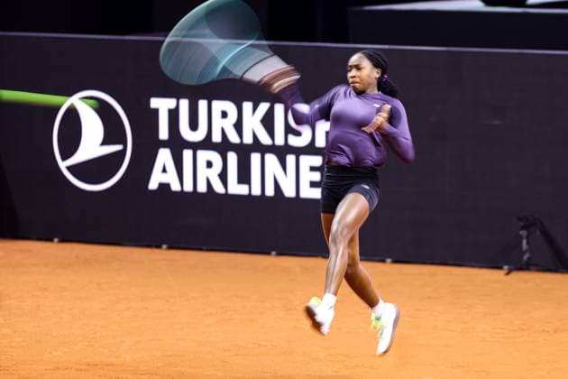 Coco Gauff beim Training during training Porsche Tennis Grand Prix GP Stuttgart 2024, Porsche-Arena, 13.04.2024 GER Porsche Tennis Grand Prix GP Stuttgart 2024 Porsche-Arena, 13.04.2024 Stuttgart Copyright: xEibner-Pressefoto RogerxBuerkex EP