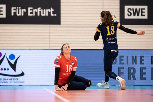 2. Bundesliga Frauen Pro: Schwarz-Weiss Erfurt vs. DSHS SnowTrex Köln; 13.04.2024 Melanie Gosmann ( 16; DSHS SnowTrex Köln) 2. Bundesliga Frauen Pro: Schwarz-Weiss Erfurt vs. DSHS SnowTrex Köln; Riethsporthalle Erfurt; 13.04.2024 Copyright: xBEAUTIFULxSPORTS Duehringx