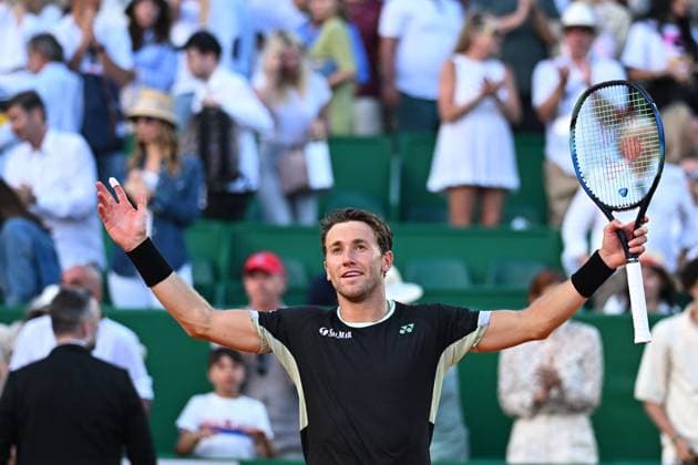 Monaco Rolex Masters Casper Ruud (NOR) during his semi final match at the Monaco Rolex Masters in Monte Carlo, on April, 13, 2024. Photo by Corinne Dubreuil ABACAPRESS.COM Monte-Carlo Monaco  Copyright: xDubreuilxCorinne ABACAx