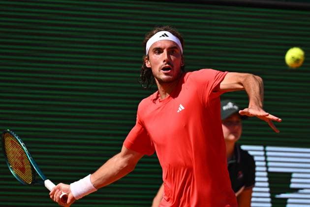 Monaco Rolex Masters Stefanos Tsitsipas (GRE) during his semi final match at the Monaco Rolex Masters in Monte Carlo, on April, 13, 2024. Photo by Corinne Dubreuil ABACAPRESS.COM Monte-Carlo Monaco  Copyright: xDubreuilxCorinne ABACAx