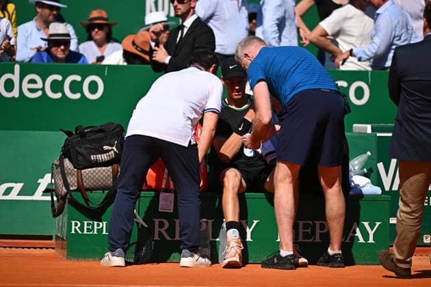 Monaco Rolex Masters Jannik Sinner (ITA) during his semi final match at the Monaco Rolex Masters in Monte Carlo, on April, 13, 2024. Photo by Corinne Dubreuil ABACAPRESS.COM Monte-Carlo Monaco  Copyright: xDubreuilxCorinne ABACAx