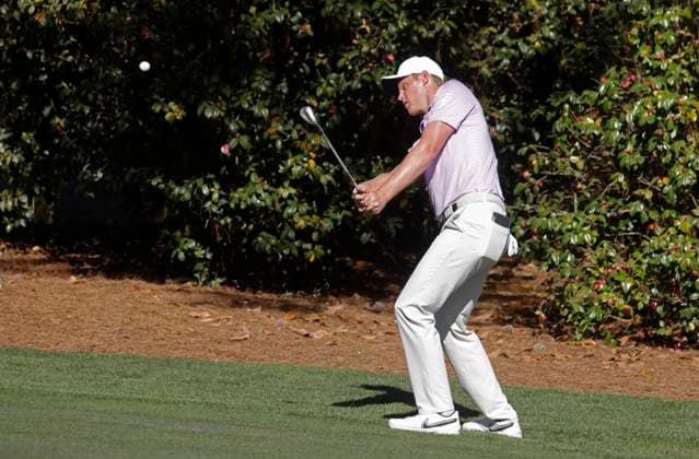Australia s Cam Davis chips to the tenth green during the third round of the Masters Tournament at Augusta National Golf Club in Augusta, Georgia on Saturday, April 13, 2024.  AUG20240413539 TANNENxMAURY