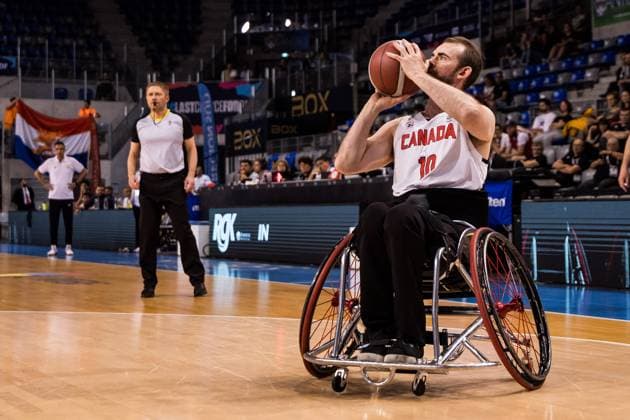 2024 IWBF Men’s Repechage: Kanda - Iran; 14.04.2024 Lee Melymick (Kanada, 10) im Wurf 2024 IWBF Men’s Repechage: Kanda - Iran; Azur Arena, Antibes Copyright: xBEAUTIFULxSPORTS Wunderlx