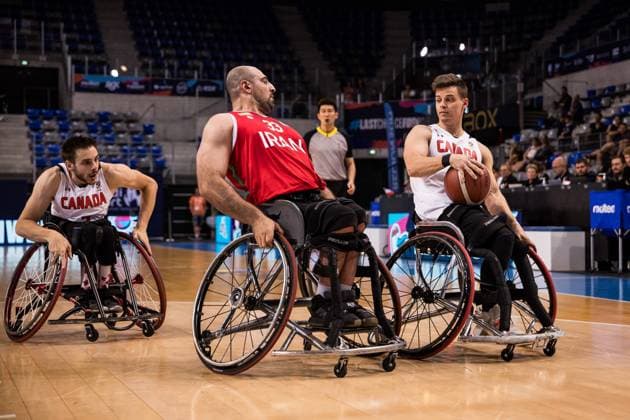 2024 IWBF Men’s Repechage: Kanda - Iran; 14.04.2024 Morteza Abedi (Iran, 33), Nikola Goncin (Kanada, 4) am Ball 2024 IWBF Men’s Repechage: Kanda - Iran; Azur Arena, Antibes Copyright: xBEAUTIFULxSPORTS Wunderlx