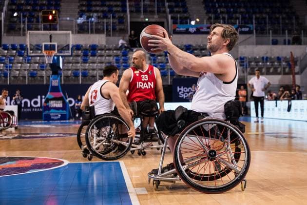 2024 IWBF Men’s Repechage: Kanda - Iran; 14.04.2024 Robert Hedges (Kanada, 6) im Wurf 2024 IWBF Men’s Repechage: Kanda - Iran; Azur Arena, Antibes Copyright: xBEAUTIFULxSPORTS Wunderlx