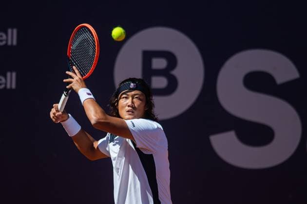Barcelona Open Banc de Sabadell. Conde de Godo Trophy. Real Club de Tenis Barcelona. April 14,2024 Z. Zhang during the doubles match eliminator at the qualifying round at the Barcelona Open Banc de Sabadell Trofeo Conde de Godo played at the Real Club de Tenis Barcelona. April 14, 2024. Barcelona ESP Copyright: xS.xRosx