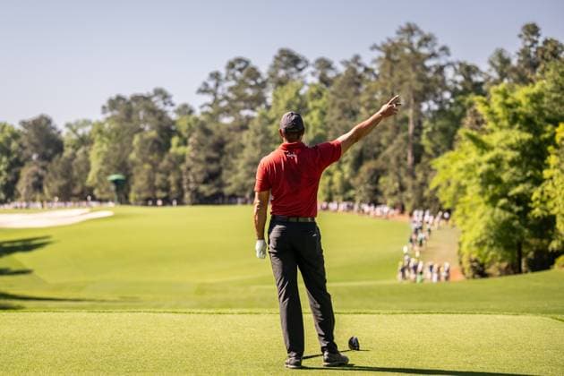 240414 Tiger Woods of the United States during the final round of the 2024 Masters Golf Tournament on April 14, 2024 in Augusta. Photo: Petter Arvidson BILDBYRAN kod PA PA0795 bbeng golf masters the masters Augusta us masters Copyright: PETTERxARVIDSON BB240414PA027