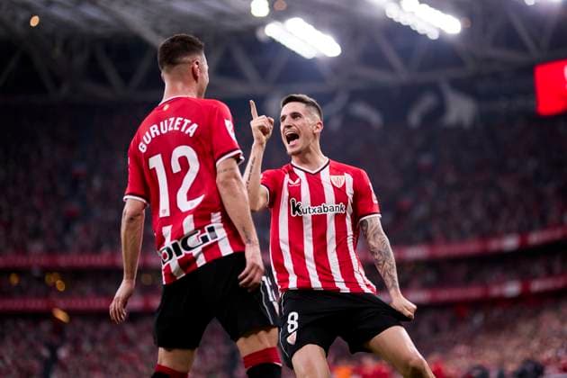 Bilder des Jahres 2024, Sport 04 April Sport Themen der Woche KW15 Sport Bilder des Tages April 14, 2024, Bilbao, Vizcaya, SPAIN: Oihan Sancet of Athletic Club celebrates after scoring goal during the LaLiga EA Sports match between Athletic Club and Villarreal CF at San Mames on April 14, 2024, in Bilbao, Spain. Bilbao SPAIN - ZUMAa181 20240414_zaa_a181_082 Copyright: xRicardoxLarreinax