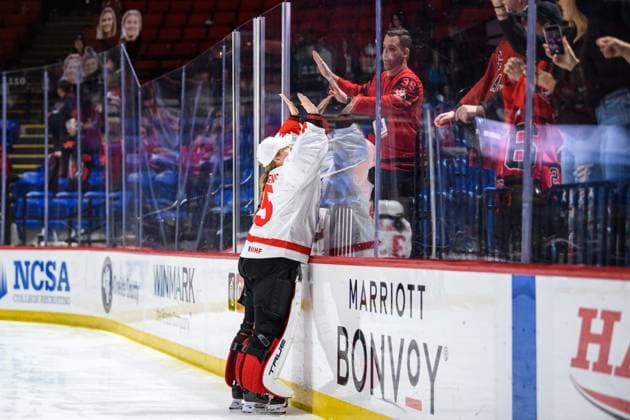 240414 Goaltender Ann-Renee Desbiens of Canada after the 2024 IIHF Women s World Championship, WM, Weltmeisterschaft final between USA and Canada on April 14, 2024 in Utica. Photo: Aron Broman BILDBYRAN COP 341 AM0053 ishockey Ice hockey, Eishockey vm dam 2024 iihf womens world championship dam vm ishockey vm final usa canada kanada women bbeng Copyright: ARONxBROMAN BB240414AM147