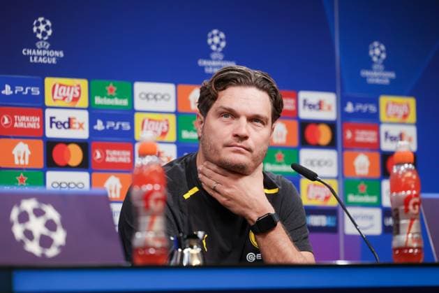 Sport Themen der Woche KW16 Sport Bilder des Tages 15.04.2024, Fussball, Saison 2023 2024, UEFA Champions League, UCL, Pressekonferenz, Borussia Dortmund - Atletico Madrid, Pressekonferenz mit Trainer Edin Terzic (Borussia Dortmund), Dortmund Signal Iduna Park NRW Deutschland xRHR-FOTO DEx *** 15 04 2024, Football, Season 2023 2024, UEFA Champions League, UCL, Press conference, Borussia Dortmund Atletico Madrid, Press conference with coach Edin Terzic Borussia Dortmund , Dortmund Signal Iduna Park NRW Germany xRHR PHOTO DEx Copyright: DennisxEwert RHR-FOTOx RHR-FOTO DE