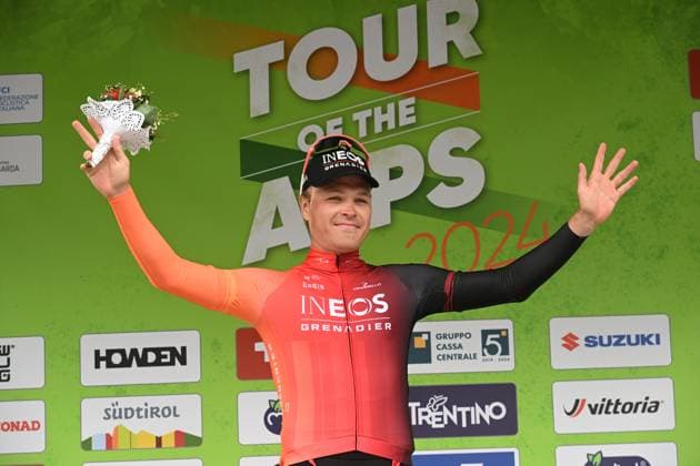 Sport Themen der Woche KW16 Sport Bilder des Tages 15-04-2024 Tour Of The Alps; Tappa 01 Egna - Cortina Sulla Strada Del Vino; 2024, Ineos Grenadiers; Foss, Tobias; Cortina Sulla Strada Del Vino; 