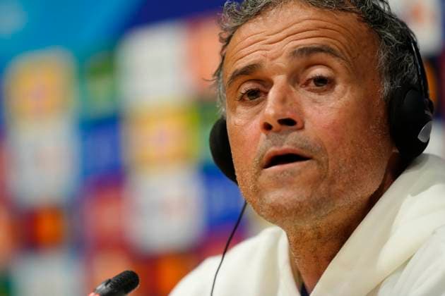 Paris Saint-Germain Training Session And press conference, PK, Pressekonferenz - UEFA Champions League 2023 24 Luis Enrique head coach of PSG during the press conference before the UEFA Champions League quarter-final second leg match between FC Barcelona, Barca and Paris Saint-Germain at Estadi Olimpic Lluis Companys on April 15, 2024 in Barcelona, Spain. Barcelona Spain  Copyright: xJosexBretonx originalFilename:breton-parissai240415_np50k.jpg