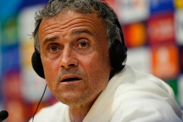 Paris Saint-Germain Training Session And press conference, PK, Pressekonferenz - UEFA Champions League 2023 24 Luis Enrique head coach of PSG during the press conference before the UEFA Champions League quarter-final second leg match between FC Barcelona, Barca and Paris Saint-Germain at Estadi Olimpic Lluis Companys on April 15, 2024 in Barcelona, Spain. Barcelona Spain  Copyright: xJosexBretonx originalFilename:breton-parissai240415_np5xt.jpg