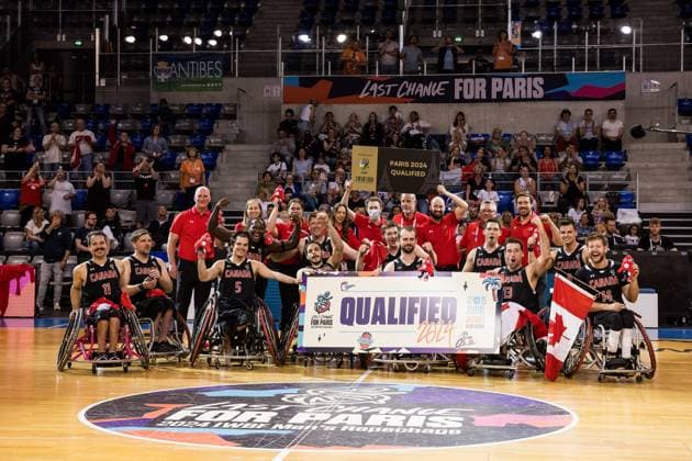 2024 IWBF Men’s Repechage: Italien - Kanda; 15.04.2024 Kanada sichert sich das dritte Ticket für die 2024 Paris Paralympics Symbolisches Ticket und Boardkarte 2024 IWBF Men’s Repechage: Italien - Kanda; Azur Arena, Antibes Copyright: xBEAUTIFULxSPORTS Wunderlx