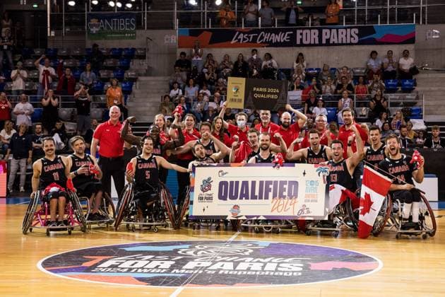 2024 IWBF Men’s Repechage: Italien - Kanda; 15.04.2024 Kanada sichert sich das dritte Ticket für die 2024 Paris Paralympics Symbolisches Ticket und Boardkarte 2024 IWBF Men’s Repechage: Italien - Kanda; Azur Arena, Antibes Copyright: xBEAUTIFULxSPORTS Wunderlx