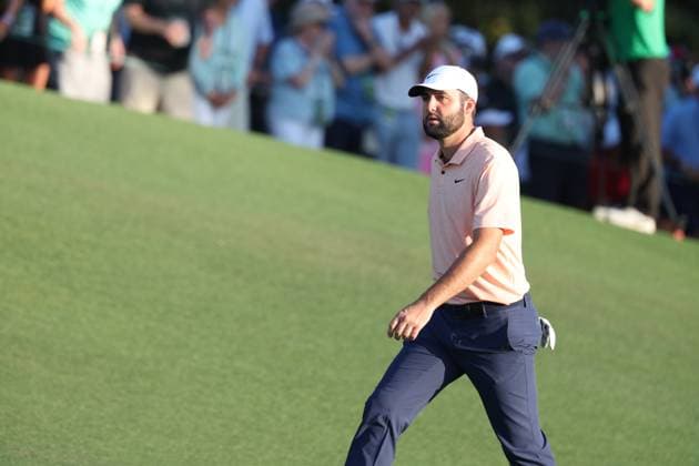 United States Scottie Scheffler on the 18th hole during the day 4 of the 2024 Masters golf tournament at the Augusta National Golf Club in Augusta, Georgia, United States, on April 14, 2024. Noxthirdxpartyxsales  (250299575)