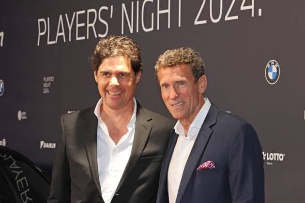 Turnierdirektor, Patrik Kühnen (re.) und Fabian Tross, 1. Vorsitzende des MTTC Iphitos Tennis Players Night BMW Open 2024 Red Carpet-Event 16.04.2024 FOTO: Mladen Lackovic LakoPress