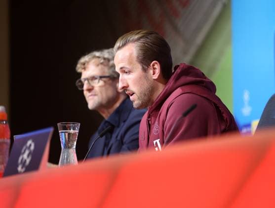 München, Deutschland 16. April 2024: Fussball, Herren, UEFA Champions League, Saison 2023 2024, FC Bayern München, Pressekonferenz Hier im Bild Harry Kane (FC Bayern München) auf der Pressekonferenz