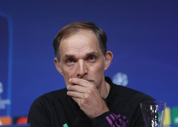 München, Deutschland 16. April 2024: Fussball, Herren, UEFA Champions League, Saison 2023 2024, FC Bayern München, Pressekonferenz Hier im Bild Thomas Tuchel, Trainer (FC Bayern München) auf der Pressekonferenz