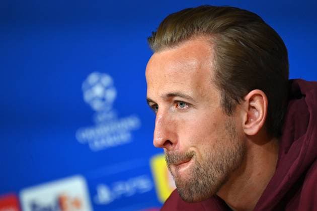 Harry KANE (Bayern Muenchen), Einzelbild,angeschnittenes Einzelmotiv,Portraet,Portrait,Porträt. Pressekonferenz am 16.04.2024 vor dem Fussball Champions League Viertelfinale FC Bayern Muenchen - Arsenal London am 17.04.2024, A L L I A N Z A R E N A. Â