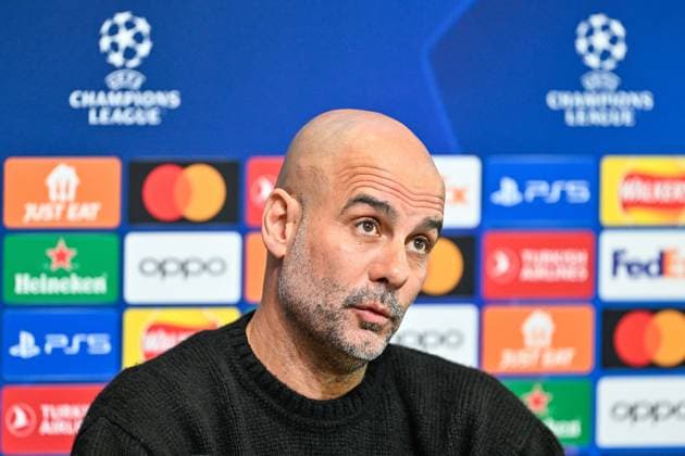 Manchester City Champions League press conference, PK, Pressekonferenz Pep Guardiola Manager of Manchester City during the Manchester City Champions League press Conference at Joie Stadium, Manchester, United Kingdom, 16th April 2024 (Photo by Cody Froggatt News Images) Copyright: xCodyxFroggatt NewsxImagesx