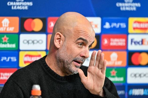 Manchester City Champions League press conference, PK, Pressekonferenz Pep Guardiola Manager of Manchester City during the Manchester City Champions League press Conference at Joie Stadium, Manchester, United Kingdom, 16th April 2024 (Photo by Cody Froggatt News Images) Copyright: xCodyxFroggatt NewsxImagesx