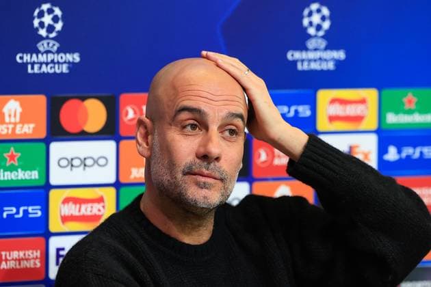 Manchester City 16 04 2024. Press and Training Pep Guardiola during the press conference, PK, Pressekonferenz training session for Manchester City ahead of the Champions League match against Real Madrid at the Joie Stadium, Manchester, United Kingdom on 16 April 2024. Manchester Joie Stadium Gt Manchester United, ManU Kingdom Editorial use only , Copyright: xConorxMolloyx PSI-19471-0039