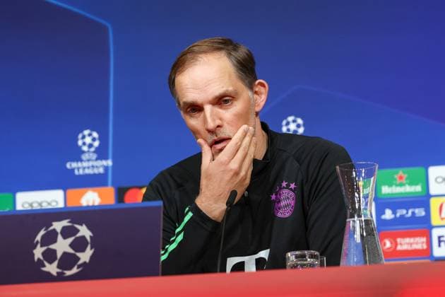 Thomas Tuchel (FC Bayern Muenchen, Cheftrainer) bei der Pressekonferenz, Internationale Pressekonferenz, FC Bayern Muenchen, Fussball, UEFA Champions League, Viertelfinale Rueckspiel, Saison 23 24, 16.04.2024, Internationale Pressekonferenz, FC Bayern Muenchen, Fussball, UEFA Champions League, Viertelfinale Rueckspiel, Saison 23 24, 16.04.2024 Muenchen Copyright: xEibner-Pressefoto JennixMaulx EP_JML