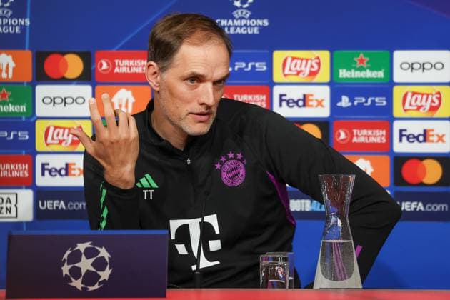 Thomas Tuchel (FC Bayern Muenchen, Cheftrainer) bei der Pressekonferenz, Internationale Pressekonferenz, FC Bayern Muenchen, Fussball, UEFA Champions League, Viertelfinale Rueckspiel, Saison 23 24, 16.04.2024, Internationale Pressekonferenz, FC Bayern Muenchen, Fussball, UEFA Champions League, Viertelfinale Rueckspiel, Saison 23 24, 16.04.2024 Muenchen Copyright: xEibner-Pressefoto JennixMaulx EP_JML
