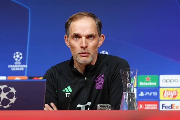 Thomas Tuchel (FC Bayern Muenchen, Cheftrainer) bei der Pressekonferenz, Internationale Pressekonferenz, FC Bayern Muenchen, Fussball, UEFA Champions League, Viertelfinale Rueckspiel, Saison 23 24, 16.04.2024, Internationale Pressekonferenz, FC Bayern Muenchen, Fussball, UEFA Champions League, Viertelfinale Rueckspiel, Saison 23 24, 16.04.2024 Muenchen Copyright: xEibner-Pressefoto JennixMaulx EP_JML