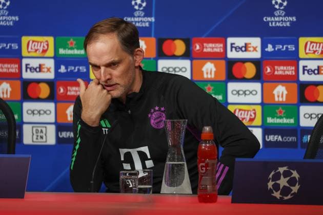 Thomas Tuchel (FC Bayern Muenchen, Cheftrainer) bei der Pressekonferenz, Internationale Pressekonferenz, FC Bayern Muenchen, Fussball, UEFA Champions League, Viertelfinale Rueckspiel, Saison 23 24, 16.04.2024, Internationale Pressekonferenz, FC Bayern Muenchen, Fussball, UEFA Champions League, Viertelfinale Rueckspiel, Saison 23 24, 16.04.2024 Muenchen Copyright: xEibner-Pressefoto JennixMaulx EP_JML