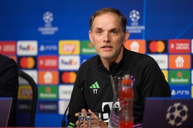 Fußball, UEFA Championsleague, 20240416, Pressekonferenz FC Bayern München - FC Arsenal. Im Bild Trainer des FC Bayern München Thomas TUCHEL redet. München Allianz Arena Bayern Deutschland Copyright: Passion2Press MarkusxFischerx