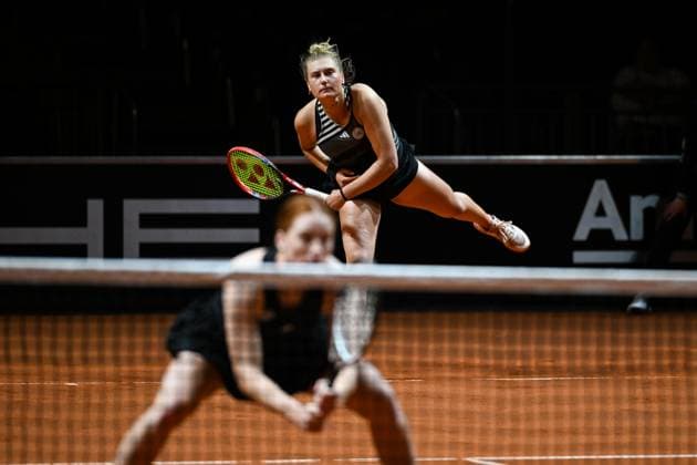 Porsche Tennis Grand Prix 2024 in Stuttgart, 16.04.2024 Doubles Nastasja Schunk (GER) and Ella Seidel (GER) Porsche Tennis Grand Prix 2024