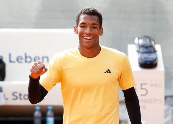 Felix Auger-Aliassime (CAN) jubelt nach dem Sieg, Jubel, Freude, Emotion Tennis - BMW Open 2024 - ATP, Tennis Herren - MTTC Iphitos - Munich - - Germany - 16 April 2024. Copyright: xJuergenxHasenkopfx