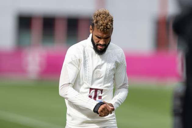 Eric Maxim Choupo-Moting 13 (FC Bayern Muenchen), Abschlusstraining vor dem UEFA Champions League-Spiel gegen den FC Arsenal, Saison 2023 2024 an der Saebener Strasse. 16.04.2024 DFB regulations prohibit any use of photographs as image sequences and or quasi-video Muenchen Bayern Deutschland