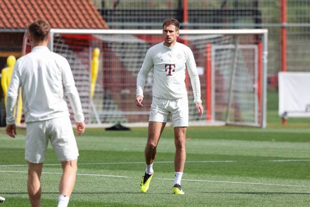 Leon Goretzka (FC Bayern Muenchen, 08), Abschlusstraining, FC Bayern Muenchen, Fussball, UEFA Champions League, Viertelfinale Rueckspiel, Saison 23 24, 16.04.2024, Abschlusstraining, FC Bayern Muenchen, Fussball, UEFA Champions League, Viertelfinale Rueckspiel, Saison 23 24, 16.04.2024 Muenchen Copyright: xEibner-Pressefoto JennixMaulx EP_JML