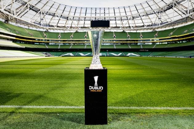 UEFA Europa League Trophy Tour With John O Shea, Aviva Stadium, Dublin 16 4 2024 A view of the Europa League Trophy A view of the Europa League Trophy 16 4 2024  Copyright: x INPHO LaszloxGeczox LG_00003-Edit