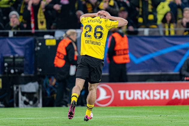 Julian Ryerson (Borussia Dortmund, 26) Borussia Dortmund vs. Atletico Madrid, Fussball, UEFA Champions League, Viertelfinale Quarterfinal, 16.04.2024 DFL REGULATIONS PROHIBIT ANY OUSE OF PHOTOGRAPHS AS IMAGE SEQUENCES AND OR QUASI-VIDEO Borussia Dortmund vs. Atletico Madrid, Fussball, UEFA Champions League, Viertelfinale Quarterfinal, 16.04.2024 Dortmund Copyright: xEibner-Pressefoto BahhoxKarax EP_BVB