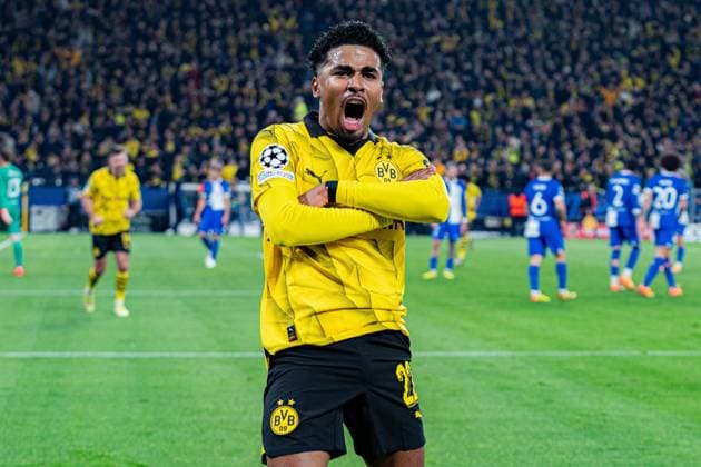 Tor zum 2:0 durch Ian Ethan Maatsen (Borussia Dortmund, 22) Borussia Dortmund vs. Atletico Madrid, Fussball, UEFA Champions League, Viertelfinale Quarterfinal, 16.04.2024 DFL REGULATIONS PROHIBIT ANY OUSE OF PHOTOGRAPHS AS IMAGE SEQUENCES AND OR QUASI-VIDEO Borussia Dortmund vs. Atletico Madrid, Fussball, UEFA Champions League, Viertelfinale Quarterfinal, 16.04.2024 Dortmund Copyright: xEibner-Pressefoto BahhoxKarax EP_BVB
