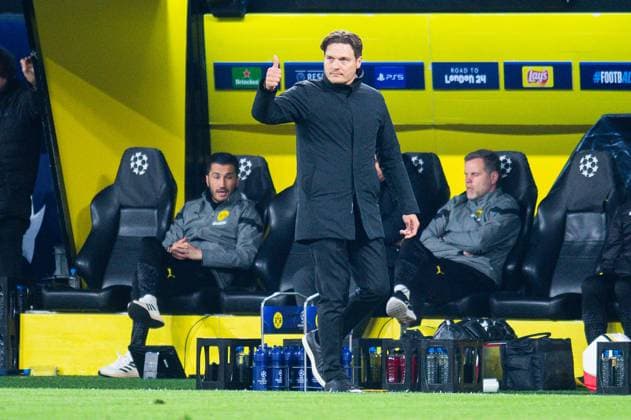 16.04.2024 - Fußball, 2023 2024, UEFA Champions League, Viertelfinale, Borussia Dortmund - Atletico Madrid: Edin Terzic (Trainer - Dortmund) zeigt den Daumen hoch