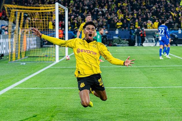 Tor zum 2:0 durch Ian Ethan Maatsen (Borussia Dortmund, 22) Borussia Dortmund vs. Atletico Madrid, Fussball, UEFA Champions League, Viertelfinale Quarterfinal, 16.04.2024 DFL REGULATIONS PROHIBIT ANY OUSE OF PHOTOGRAPHS AS IMAGE SEQUENCES AND OR QUASI-VIDEO Borussia Dortmund vs. Atletico Madrid, Fussball, UEFA Champions League, Viertelfinale Quarterfinal, 16.04.2024 Dortmund Copyright: xEibner-Pressefoto BahhoxKarax EP_BVB