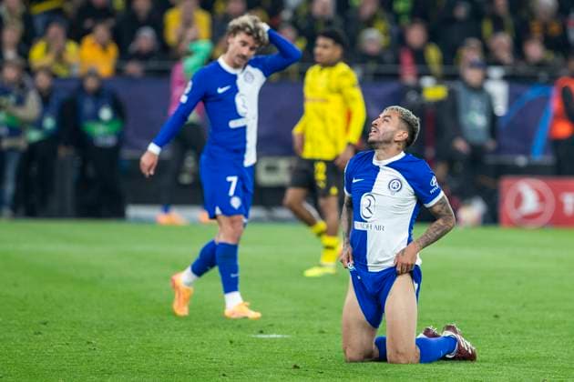 UEFA Champions League, Borussia Dortmund - Atletico Madrid, 16.04.2023 Angel Correa (Atletico Madrid, 10) hadert nach einer vergebenen Chance. UEFA Champions League, Borussia Dortmund - Atletico Madrid, Rückspiel Viertelfinale, am 16.04.2023, Signal Iduna Park, Dortmund UEFA regulations prohibit any use of photographs as image sequences and or quasi-video Copyright: xBEAUTIFULxSPORTS Meuselx