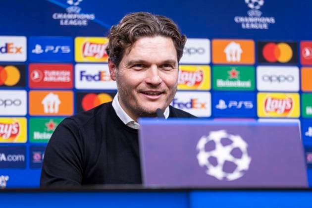 Sport Bilder des Tages UEFA Champions League, Borussia Dortmund - Atletico Madrid, 16.04.2023 Edin Terzic (Borussia Dortmund, Cheftrainer) bei der Pressekonferenz nach dem Spiel. UEFA Champions League, Borussia Dortmund - Atletico Madrid, Rückspiel Viertelfinale, am 16.04.2023, Signal Iduna Park, Dortmund UEFA regulations prohibit any use of photographs as image sequences and or quasi-video *** UEFA Champions League, Borussia Dortmund Atletico Madrid, 16 04 2023 Edin Terzic Borussia Dortmund, head coach at the post-match press conference UEFA Champions League, Borussia Dortmund Atletico Madrid, second leg quarter-final, on 16 04 2023, Signal Iduna Park, Dortmund UEFA regulations prohibit any use of photographs as image sequences and or quasi video Copyright: xBEAUTIFULxSPORTS Meuselx