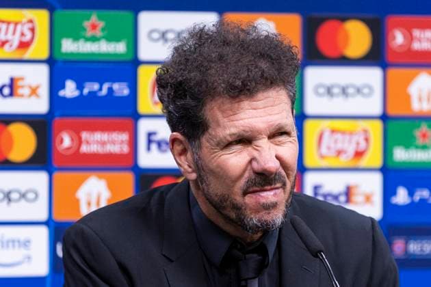 UEFA Champions League, Borussia Dortmund - Atletico Madrid, 16.04.2023 Diego Simeone (Atletico Madrid, Cheftrainer) bei der Pressekonferenz nach dem Spiel. UEFA Champions League, Borussia Dortmund - Atletico Madrid, Rückspiel Viertelfinale, am 16.04.2023, Signal Iduna Park, Dortmund UEFA regulations prohibit any use of photographs as image sequences and or quasi-video Copyright: xBEAUTIFULxSPORTS Meuselx