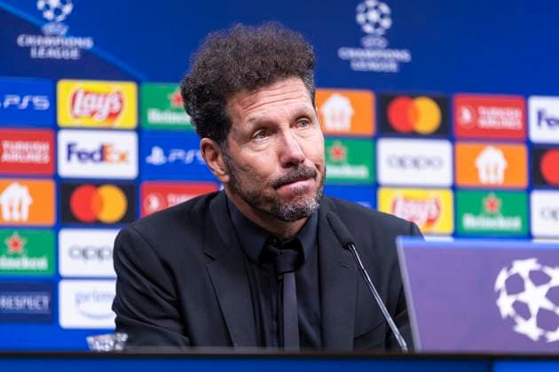 UEFA Champions League, Borussia Dortmund - Atletico Madrid, 16.04.2023 Diego Simeone (Atletico Madrid, Cheftrainer) bei der Pressekonferenz nach dem Spiel. UEFA Champions League, Borussia Dortmund - Atletico Madrid, Rückspiel Viertelfinale, am 16.04.2023, Signal Iduna Park, Dortmund UEFA regulations prohibit any use of photographs as image sequences and or quasi-video Copyright: xBEAUTIFULxSPORTS Meuselx